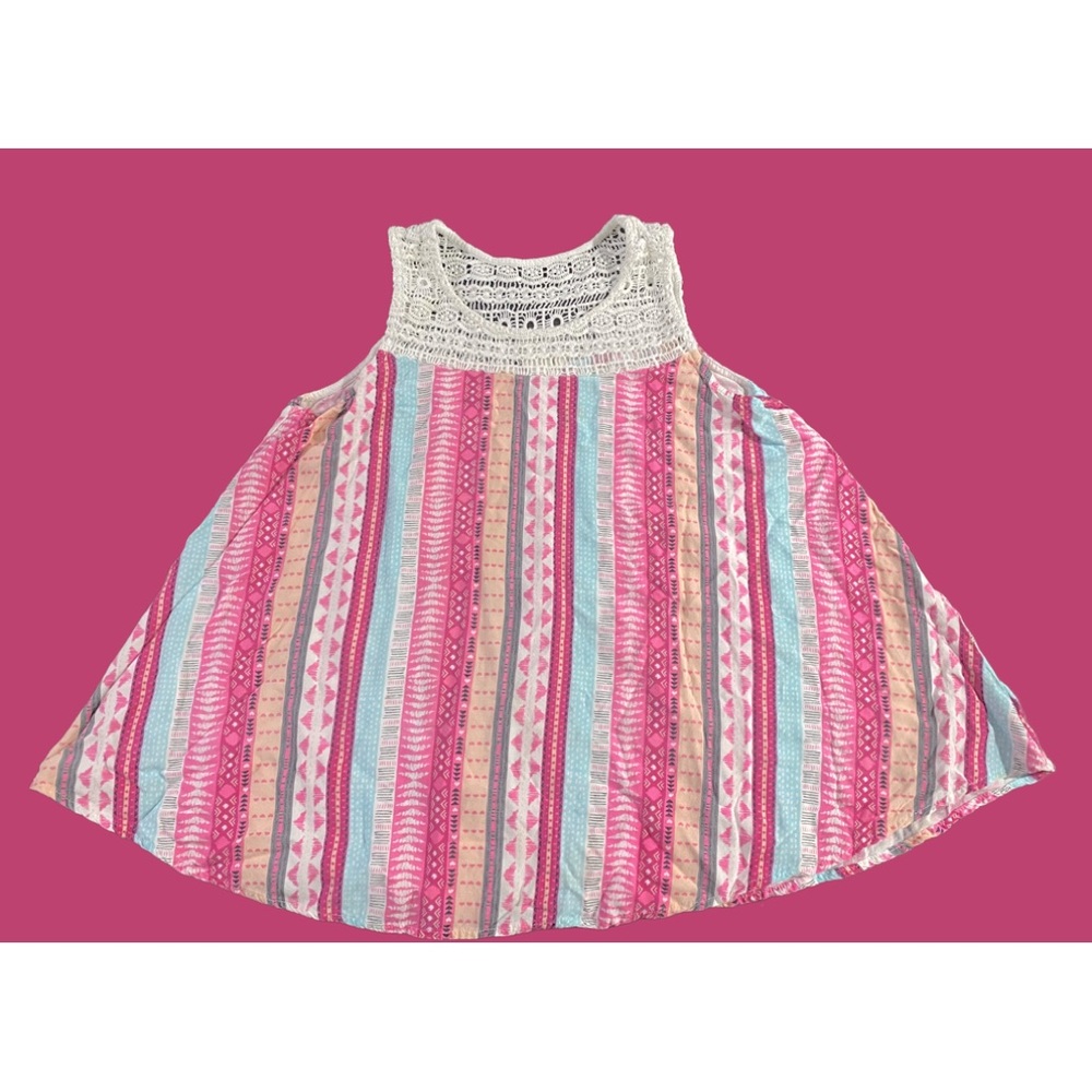 Mudd Flouncy Tank Top with boho print with eyelet knit lace Girls Size 16